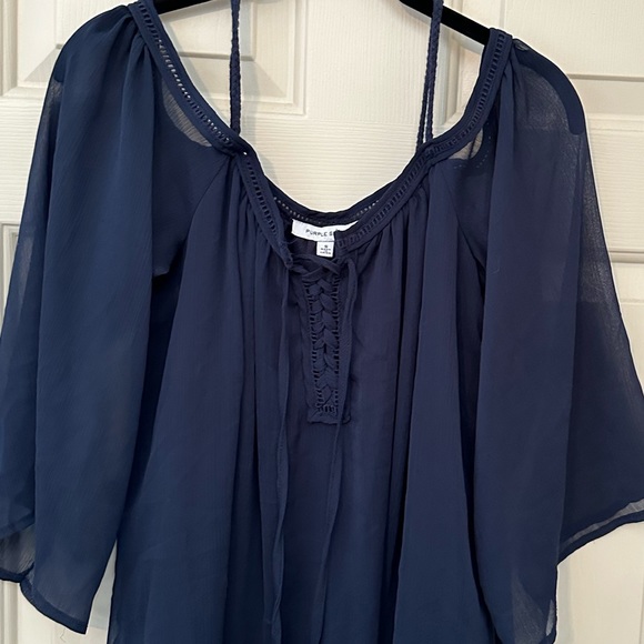 Flowy tunic top / short dress boho hippie size S - Purple Snow - Picture 3 of 9